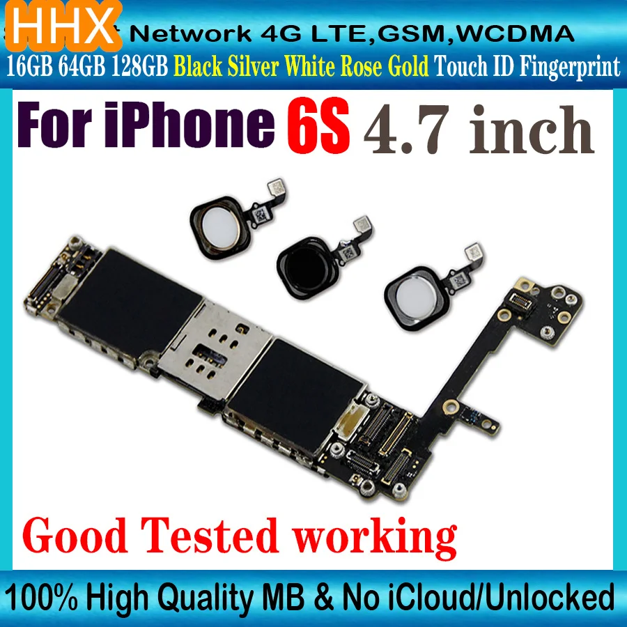 For iPhone 6S Mainboard With Fingerprint Touch ID Good Tested 16GB 64GB 128GB 100% Original Unlocked Motherboard | Мобильные