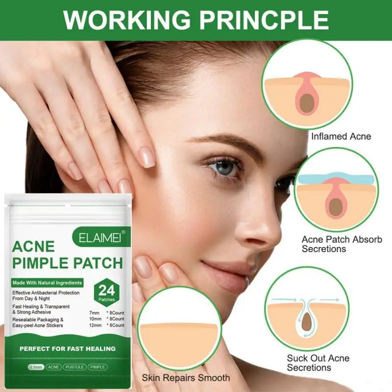 24 Patchs Invisible Acne Pimple Patch Acne Treatment Stickers Pimple Remover Tool Blemish Treatment Facial Mask Skin Care TSLM1
