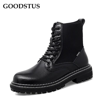 GOODSTUS Men Genuine Leather Boots Breathable Thick Bottom Comfortable New Fashion High Top Male Outdoor Tooling Casual Shoes 
GOODSTUS Men Genuine Leather Boots Breathable Thick Bottom Comfortable New Fashion High Top Male Outdoor Tooling Casual Shoes