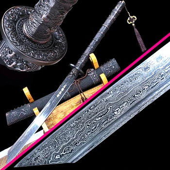 Folded-Forging Damascus Steel Sharp Chinese KungFu Broadsword Dao Sword Dragon Theme Qing Dynasty Emperor KangXi Saber Knife
Folded-Forging Damascus Steel Sharp Chinese KungFu Broadsword Dao Sword Dragon Theme Qing Dynasty Emperor KangXi Saber Knife