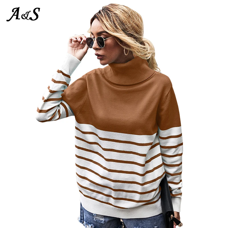 Anbenser Striped High Collar Women Pullover Winter Casual Loose Turtleneck Sweater Female High Street 2020 Fashion Knitting Top 
Anbenser Striped High Collar Women Pullover Winter Casual Loose Turtleneck Sweater Female High Street 2020 Fashion Knitting Top