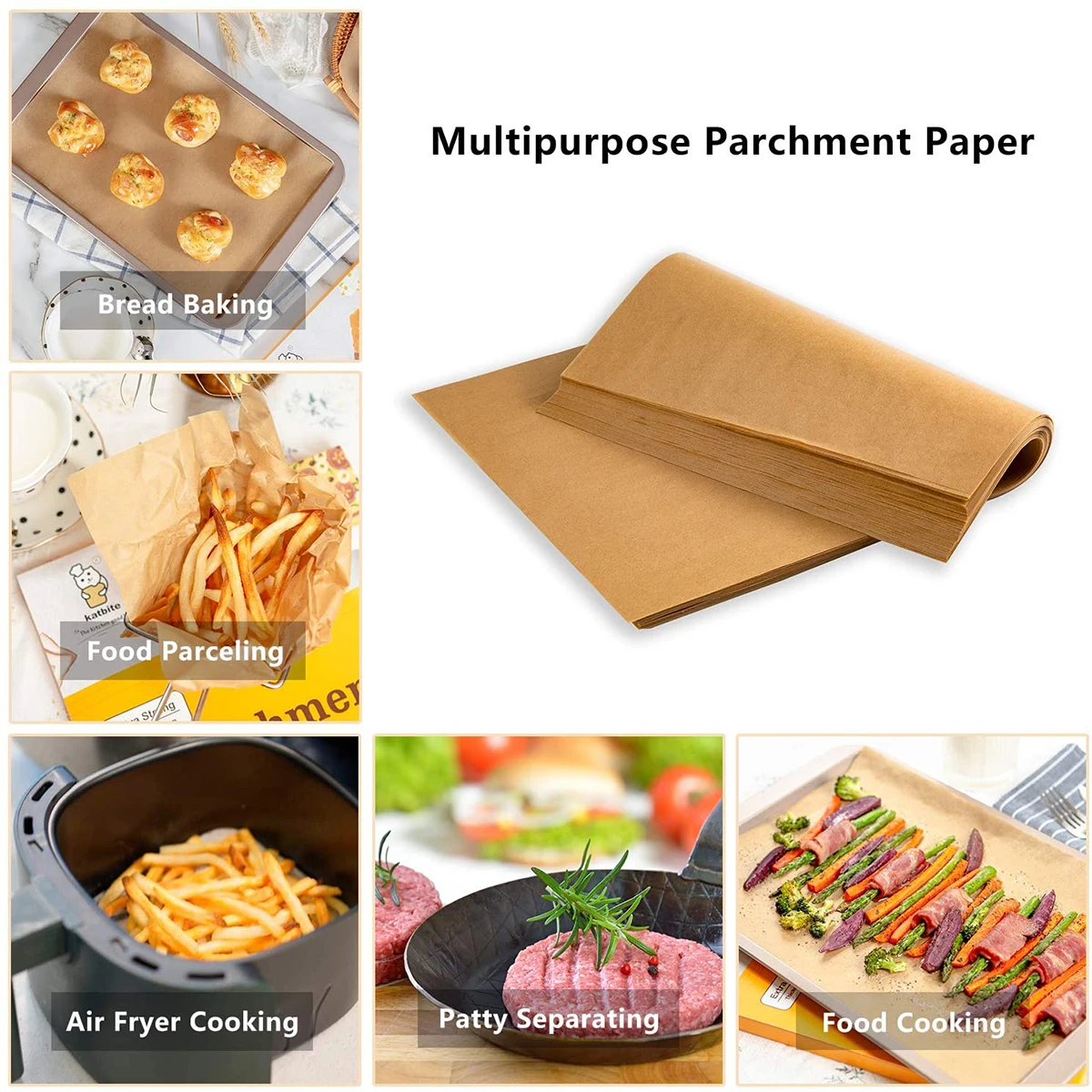 AA 100Pcs Multifunctional Parchment Paper, Non-Stick Water-Proof Oil-Proof Paper Mat for Outdoor Barbecue, Baking Cookies
AA 100Pcs Multifunctional Parchment Paper, Non-Stick Water-Proof Oil-Proof Paper Mat for Outdoor Barbecue, Baking Cookies