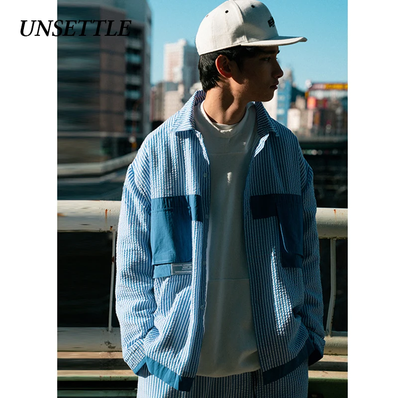 UNSETTLE 2020SS Japanese Men/Women Hip Hop Color Block Striped Jackets pocket Light and thin Tactical Casual Coat Streetwear 
UNSETTLE 2020SS Japanese Men/Women Hip Hop Color Block Striped Jackets pocket Light and thin Tactical Casual Coat Streetwear