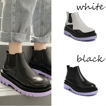 Thick-soled Non-slip Chelsea Women's Boots PU Leather Waterproof Upper Fashion Women's Ankle Boots Students Casual Slip-on Boots 
Thick-soled Non-slip Chelsea Women's Boots PU Leather Waterproof Upper Fashion Women's Ankle Boots Students Casual Slip-on Boots