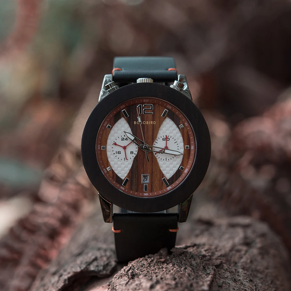 BOBO BIRD Man's Wood Watch Men relogio masculino Quartz Timepieces Chronograph Show Date Military Wristwatches Dropshipping