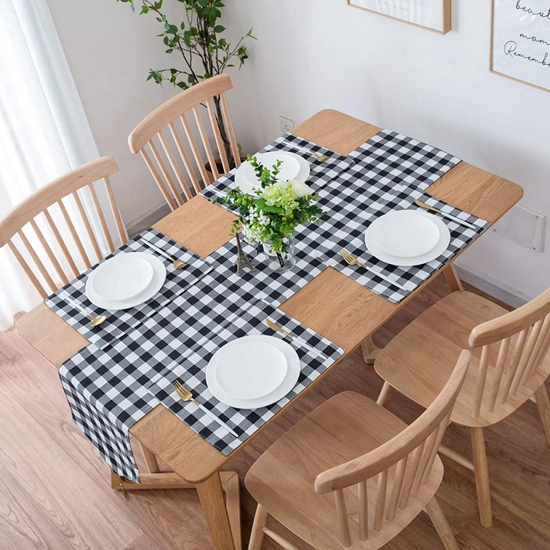 18InchX13Inch Plaid Checkered Placemats,Black & White Checker, Quality Durable Placemats for Holidays,Christmas, Spring,Summer -
18InchX13Inch Plaid Checkered Placemats,Black & White Checker, Quality Durable Placemats for Holidays,Christmas, Spring,Summer -