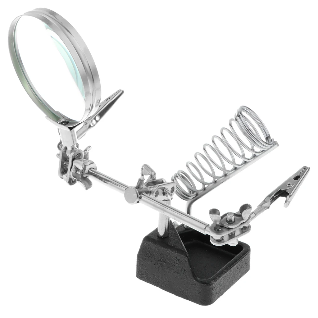 Helping Hand Repair Clamp Alligator Auxiliary Clip Magnifier W/ Spring Stand Helping Hand Repair Clamp Alligator Auxiliary Clip Magnifier W/ Spring Stand