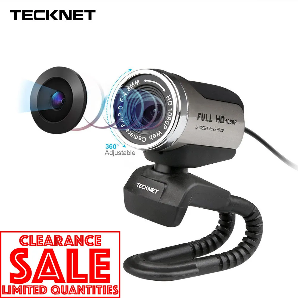 TeckNet 1080P HD Webcam with Built-in Noise-cancelling Microphone 1980x1080 Pixels USB Web Camera for Desktop Laptop Notebook PC
TeckNet 1080P HD Webcam with Built-in Noise-cancelling Microphone 1980x1080 Pixels USB Web Camera for Desktop Laptop Notebook PC