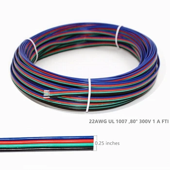 

10M Electrical Wire Cable 22 AWG 4pin Extension Cable Wire Cord UL1007 Strands Tinned copper wire for RGB Led Strips 3528 5050