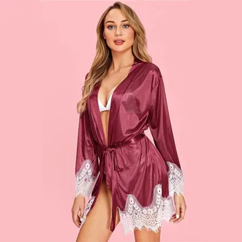 

Sexy Ladies Night Robe Lingerie Pyjamas Women Bride Nightwear Babydoll Lace Nightdress Nightgown Bathrobes Bridesmaid Robes