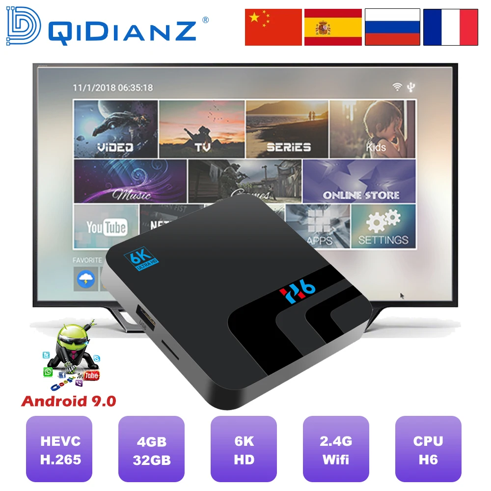 H6 TV BOX Smart 6K Ultra HD 4+32G Android 9.0 Movie TV Receiver WIFI Google Cast Netflix Media Player IPTV Set-top Box h6
H6 TV BOX Smart 6K Ultra HD 4+32G Android 9.0 Movie TV Receiver WIFI Google Cast Netflix Media Player IPTV Set-top Box h6