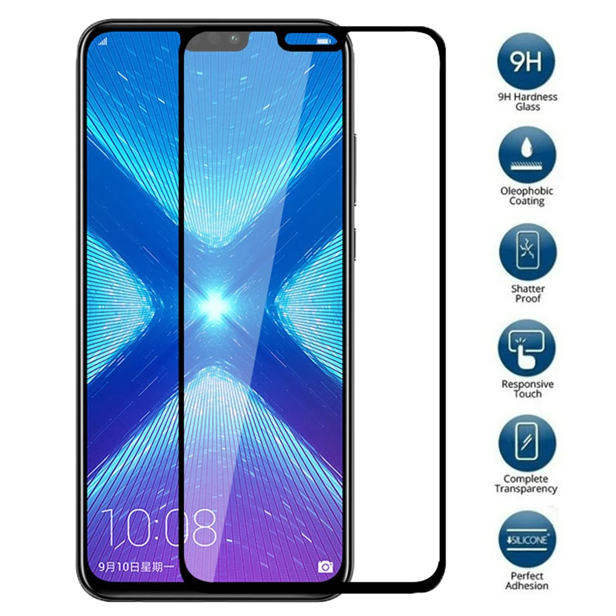 Закаленное стекло Honor 8X с полным покрытием Защита экрана для huawei honor 8x закаленное