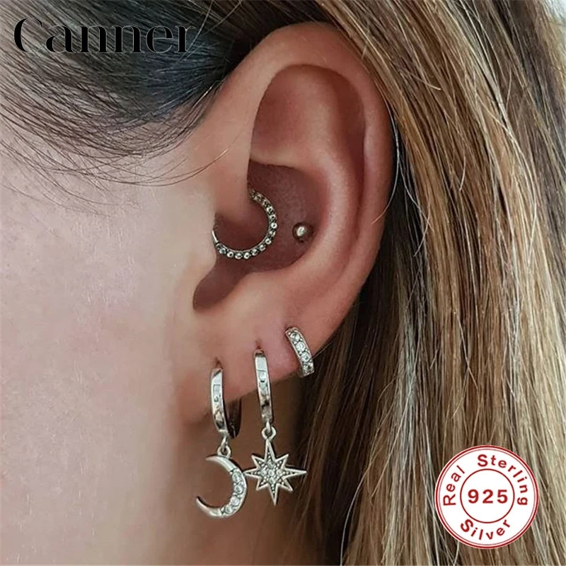 Simple 925 Sterling Silver Moon Star CZ Zircon Small Hoop Earrings for Women Mini Gold Silver Lightning Round Earrings Jewelry
Simple 925 Sterling Silver Moon Star CZ Zircon Small Hoop Earrings for Women Mini Gold Silver Lightning Round Earrings Jewelry