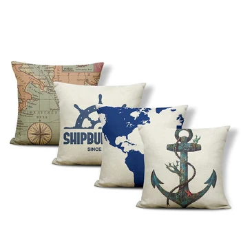 Classic Retro Marine Style Pillowcase Anchor Coral Starfish Boat Living Room Decoration Pillow Map Rudder Compass Cushion Cover 
Classic Retro Marine Style Pillowcase Anchor Coral Starfish Boat Living Room Decoration Pillow Map Rudder Compass Cushion Cover