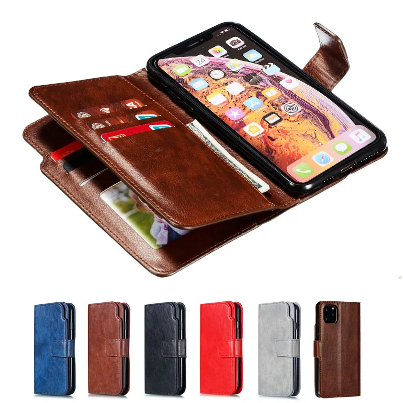 9 Card Flap Leather Cases For iPhone 11 Pro X XR XS MAX ProMAX Luxury Magneti Cover 8 7 6 6S Plus 5 |