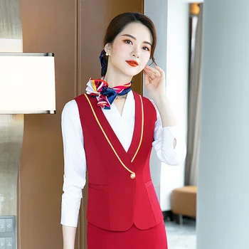 2020 spring and autumn women's business vest stewardess hotel attendant work clothes formal fashion trim temperament elegant 
2020 spring and autumn women's business vest stewardess hotel attendant work clothes formal fashion trim temperament elegant