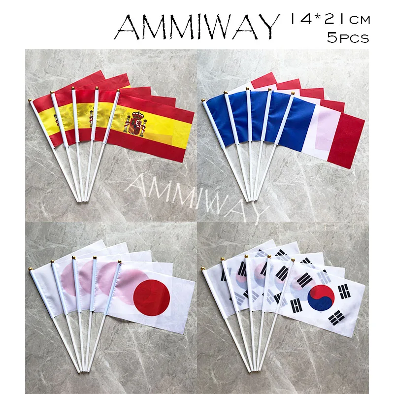 Флаг AMMIWAY 14x21 см 5 шт. флаг из французского и полиэстера с флагштоком Япония Южная