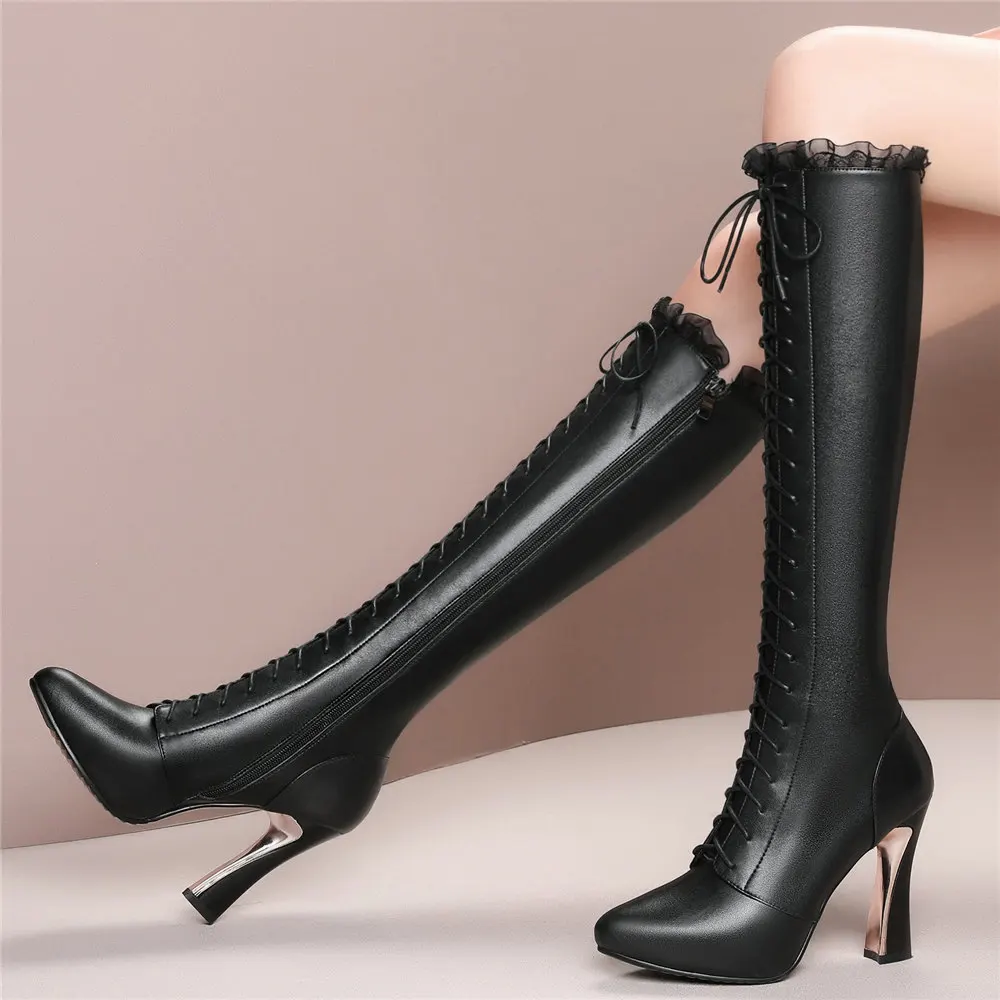Winter Warm Thigh High Motorcycle Boots Women Genuine Leather High Heel Snow Boots Female Pointed Toe Pumps Shoes Casual Shoes
Winter Warm Thigh High Motorcycle Boots Women Genuine Leather High Heel Snow Boots Female Pointed Toe Pumps Shoes Casual Shoes