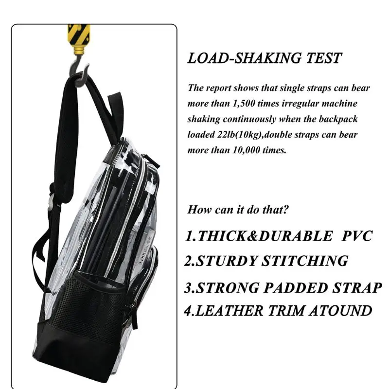 6 in 1 Clear Backpack School Bookbag Transparent Travel Daypack with Makeup Bags Set for Teen Girl Boy Kid Adult M5TE
6 in 1 Clear Backpack School Bookbag Transparent Travel Daypack with Makeup Bags Set for Teen Girl Boy Kid Adult M5TE