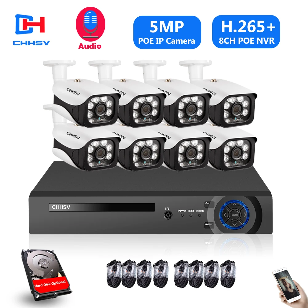 Face Detection 8CH 48V 4CH 5MP Audio CCTV System 5MP POE IP Outdoor Waterproof Metal Camera Video Security Surveillance Kit
Face Detection 8CH 48V 4CH 5MP Audio CCTV System 5MP POE IP Outdoor Waterproof Metal Camera Video Security Surveillance Kit