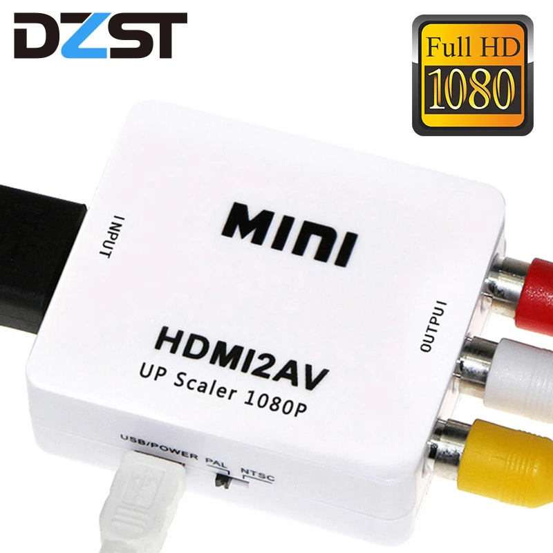 Адаптер DZLST HDMI в AV преобразователь формата to RCA AV/CVSB L/R 1080P поддерживает NTSC/PAL