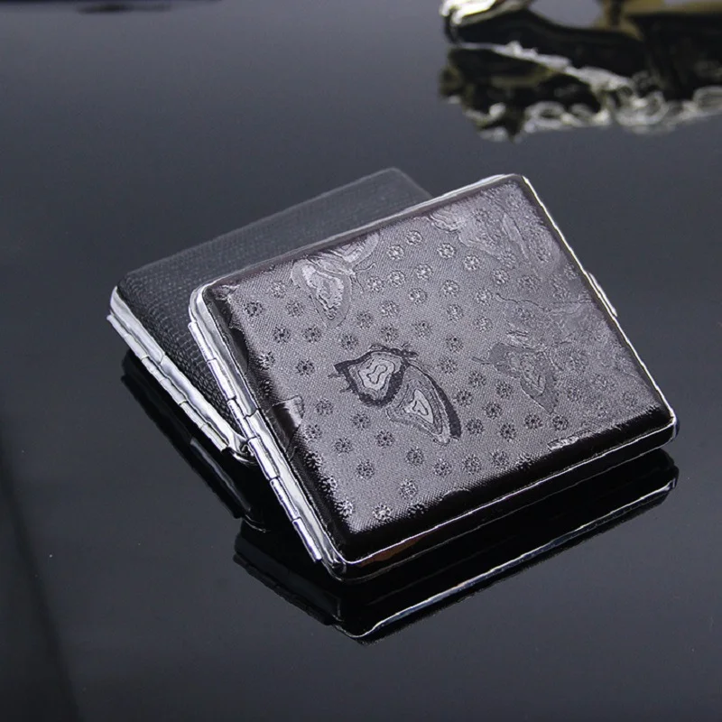 Automatic bounce off Cigarette case Faux Leather Metal Frame Black Cigarette Storage Case Box for Lighter
Automatic bounce off Cigarette case Faux Leather Metal Frame Black Cigarette Storage Case Box for Lighter