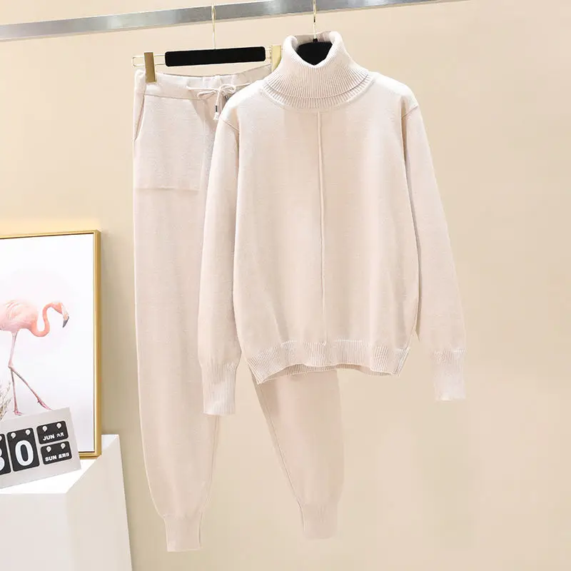 2 Pieces Set Women Knitted Tracksuit Turtleneck Sweater and Carrot Jogging Pants Pullover Sweater Set Knitted Outwear
2 Pieces Set Women Knitted Tracksuit Turtleneck Sweater and Carrot Jogging Pants Pullover Sweater Set Knitted Outwear