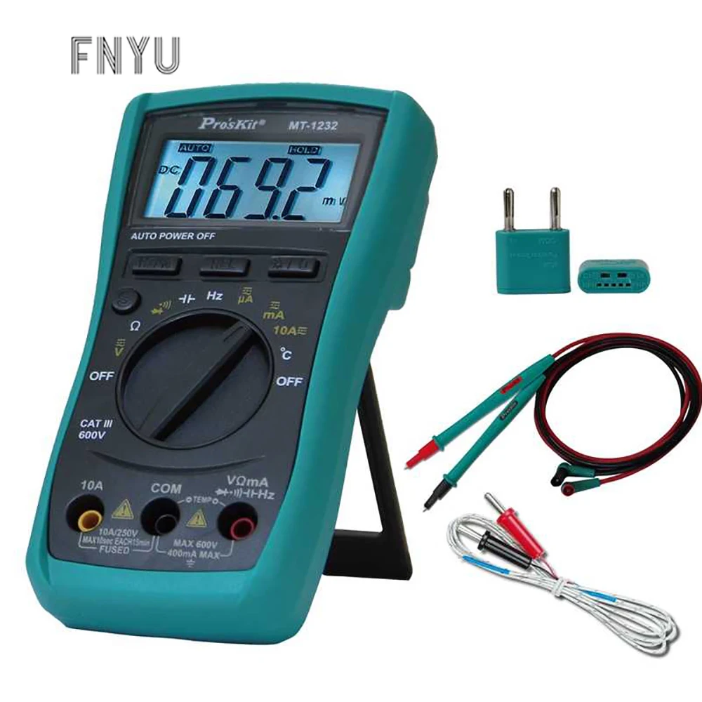 Pro 'sKit MT-1232-C Multi-Functional multimeter Autorange Digital DC AC Voltage Current Resistance Frequency Tester multimeter
Pro 'sKit MT-1232-C Multi-Functional multimeter Autorange Digital DC AC Voltage Current Resistance Frequency Tester multimeter