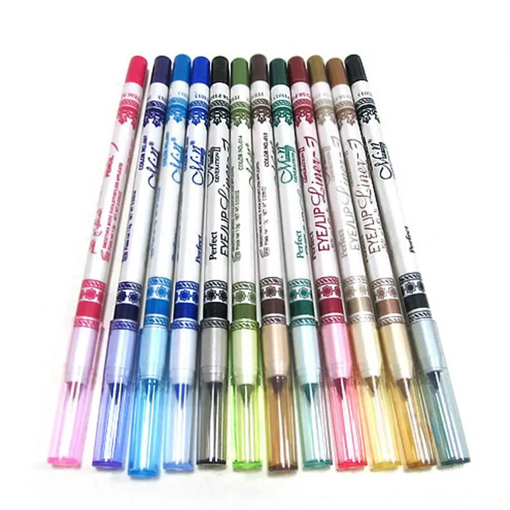 12 Pcs Professional Cosmetic Makeup Eyeliner Eye / Lip Liner Glitter Pencil Set