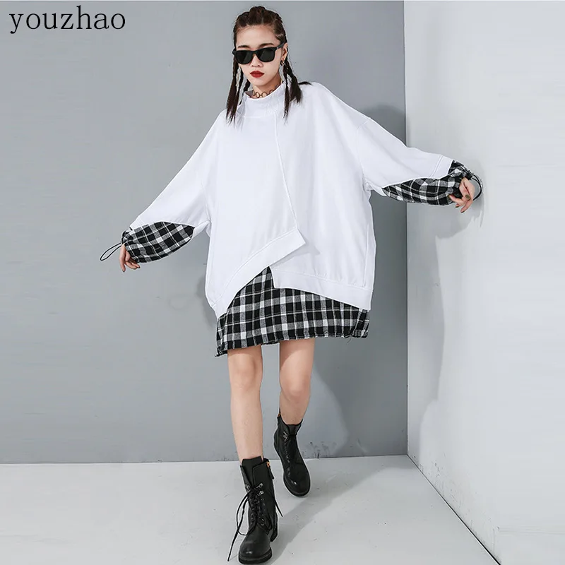 Plus Size 4XL 5XL 6XL Sweatshirt Women Tops 2020 Spring New Pattern Check Pullover Hip Hop Irregular Fake Two Sweatshirt Dress
Plus Size 4XL 5XL 6XL Sweatshirt Women Tops 2020 Spring New Pattern Check Pullover Hip Hop Irregular Fake Two Sweatshirt Dress