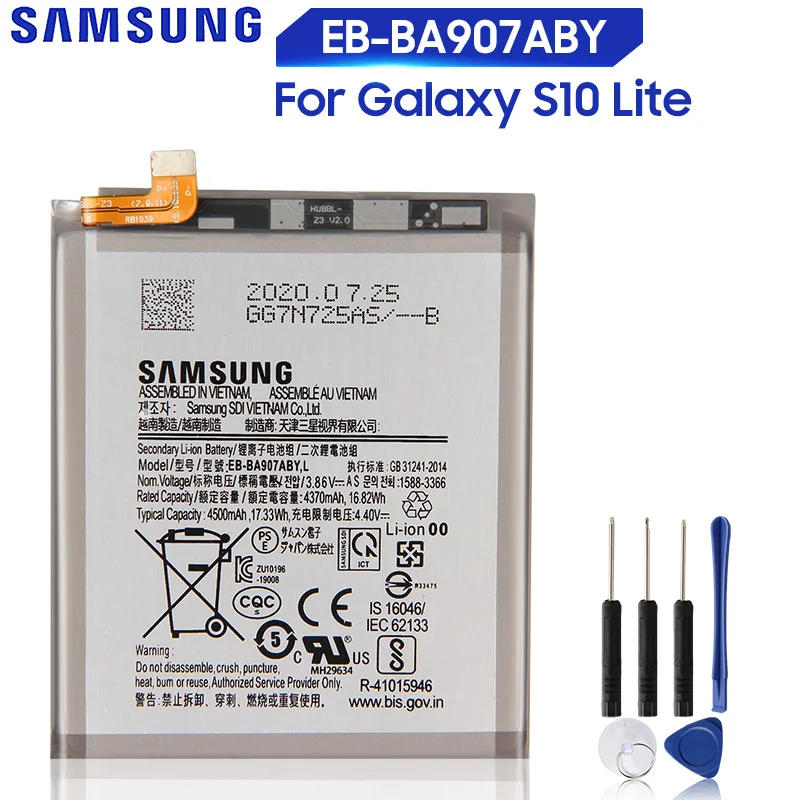 Original Replacement Samsung Battery EB-BA907ABY For Samsung Galaxy S10 Lite Genuine Battery 4500mAh
Original Replacement Samsung Battery EB-BA907ABY For Samsung Galaxy S10 Lite Genuine Battery 4500mAh