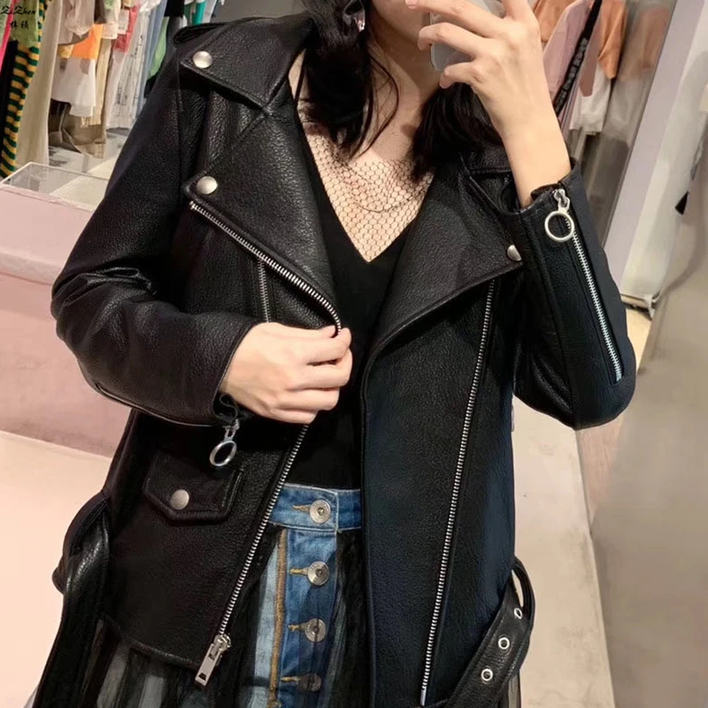 ZiZhen Short Jacket Real Sheep Leather Slim Zipper Back Pattern Black Spring Woman Coat Coatsinuote0223-1
ZiZhen Short Jacket Real Sheep Leather Slim Zipper Back Pattern Black Spring Woman Coat Coatsinuote0223-1