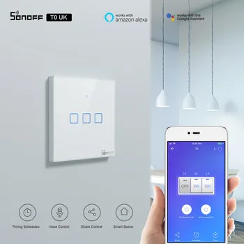 

Itead SONOFF TX UK Touch Switch Wifi Wall Light Switch T0UK Wireless Smart Remote Controller via e-WeLink APP Works With Alexa