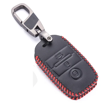 

Top Layer Leather Car Key Case For Kia K3 K4 Forte Cerato KX3 Optima KX5 Sportage R 3 Button Smart Keychain Remote Fob Cover