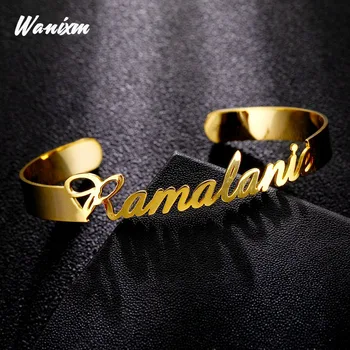 Customized Name Bracelet Bangle Jewelry Set Gold Silver Color Stainless Steel Bracelets for Women Men Personalized Charm Bangles 
Customized Name Bracelet Bangle Jewelry Set Gold Silver Color Stainless Steel Bracelets for Women Men Personalized Charm Bangles