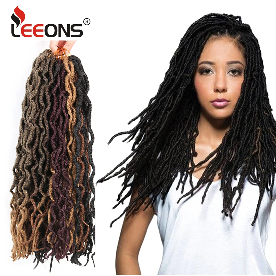 Leeons Высокое качество Мягкие Nu Locs кудрявые вязанные косы 20 стендов/упаковка Ombre