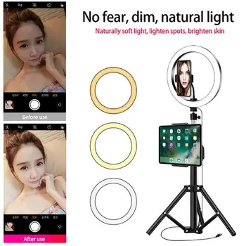 Dimmable 26cm LED Ring Fill Light Selfie Lamp Built-in ABS LED Beads with 1.2m Phone Holder Tripod Makeup Video Live Studio
Dimmable 26cm LED Ring Fill Light Selfie Lamp Built-in ABS LED Beads with 1.2m Phone Holder Tripod Makeup Video Live Studio