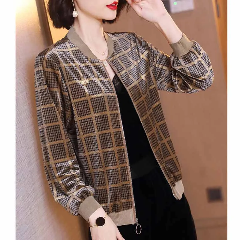 Plaid Gold Velvet Cardigan Tops Female Autumn 2019 Casual Versatile Baseball Uniform Loose-Fit Long Sleeve Cropped Jacket
Plaid Gold Velvet Cardigan Tops Female Autumn 2019 Casual Versatile Baseball Uniform Loose-Fit Long Sleeve Cropped Jacket