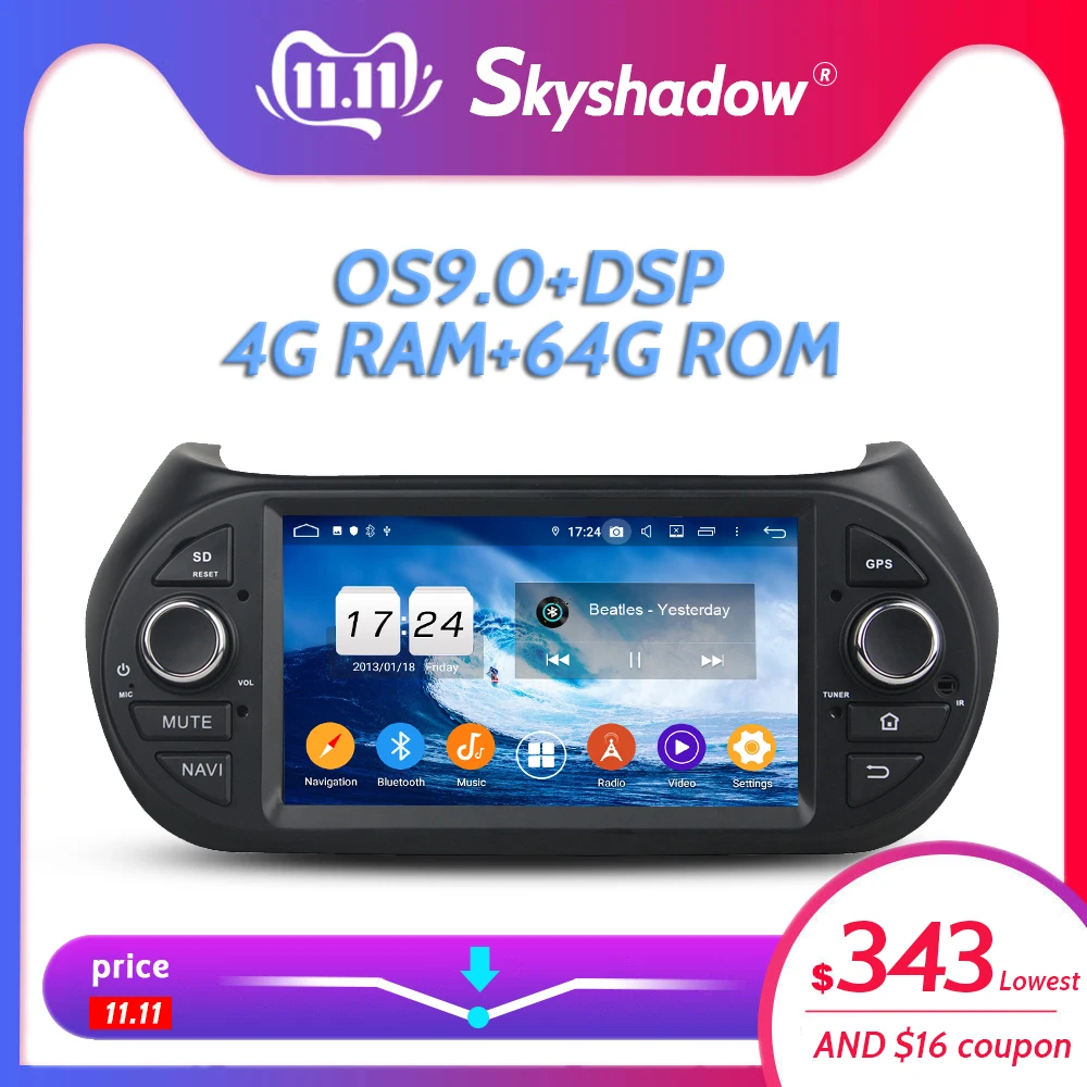 Автомобильный DVD-плеер IPS DSP Android 9 0 4 Гб ОЗУ 64 ПЗУ Wi-Fi 4G Bluetooth RDS радио GPS карта для