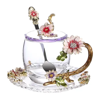 High grade Enamel Transparent Glass Mug Coffee Tea Mugs Red flower Heat-Resistant Cup Set with Stainless Steel Spoon Coaster
High grade Enamel Transparent Glass Mug Coffee Tea Mugs Red flower Heat-Resistant Cup Set with Stainless Steel Spoon Coaster