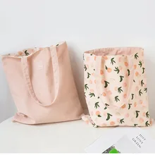 

Women double-sided dual-use Shopping Bag Reusable Canvas Tote Grocery Bag Eco Friendly Shopper Shoulder Bags Storage bag