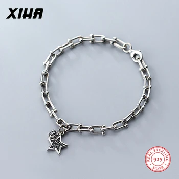XIHA 925 Sterling Silver Crown Star Charm Bracelets Women Black Zircon U Geometric Chain Link Antique Vintage Jewelry
XIHA 925 Sterling Silver Crown Star Charm Bracelets Women Black Zircon U Geometric Chain Link Antique Vintage Jewelry