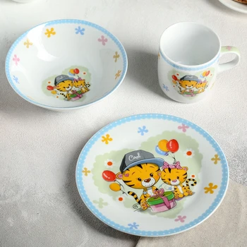 Set of children's dishes "Tigers", 3 items: mug 250 ml, bowl 400 ml, plate 18 cm
Set of children's dishes "Tigers", 3 items: mug 250 ml, bowl 400 ml, plate 18 cm