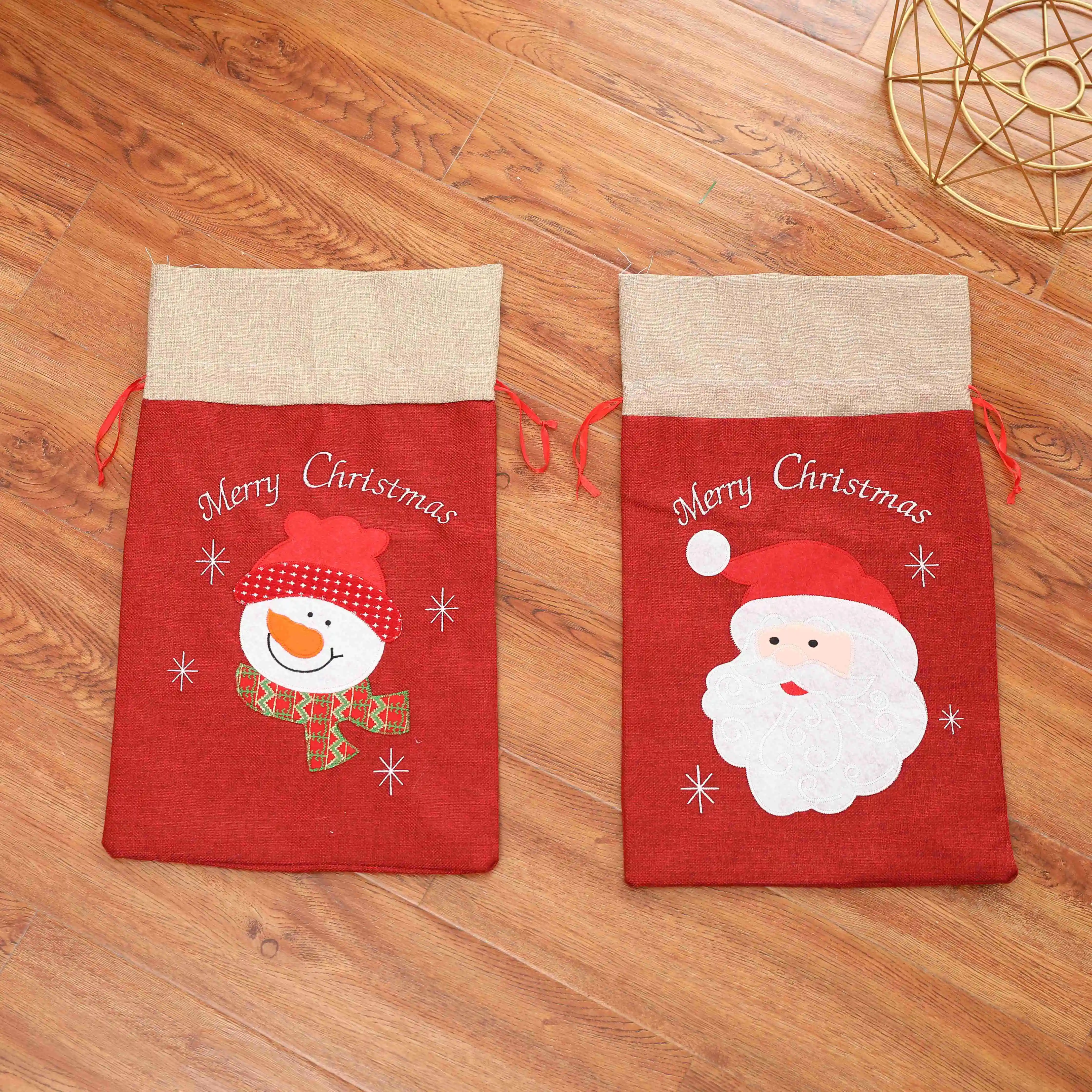 decoration christmas gift bag candy bag santa snowman burlap