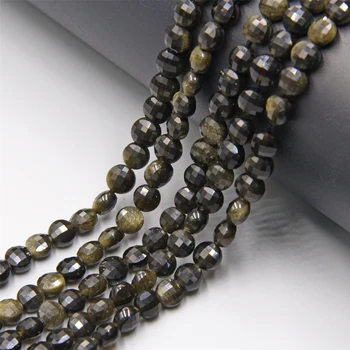 Natural Gold Obsidian gem stone beads Accessories Coin Flat faceted Loose Spacer stone Beads Jewelry Making Bracelet Necklace 
Natural Gold Obsidian gem stone beads Accessories Coin Flat faceted Loose Spacer stone Beads Jewelry Making Bracelet Necklace