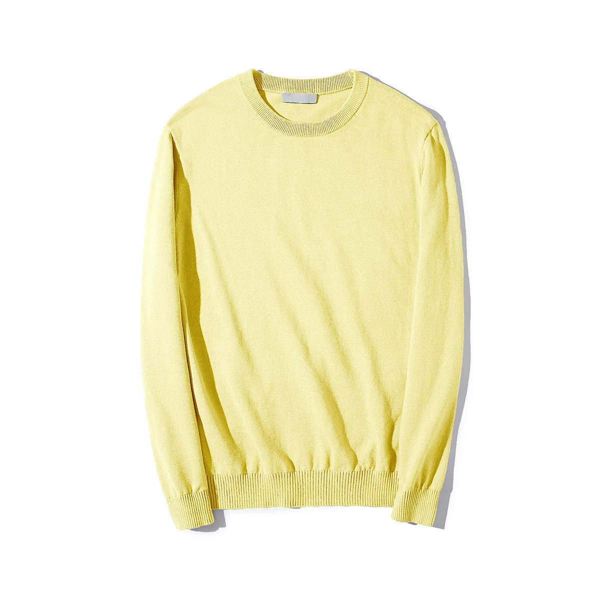 Мужской свитер с длинным рукавом желтый тонкий яркий трикотажный пуловер