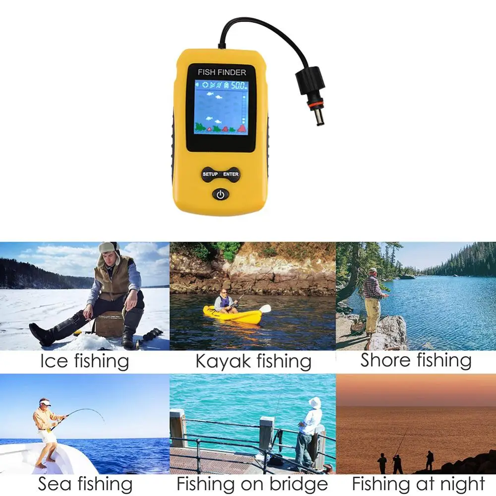 Handheld Fish Finder Portable Fishing Kayak Fishfinder Fish Depth Finder Fishing Gear with Sonar Transducer and LCD Display
Handheld Fish Finder Portable Fishing Kayak Fishfinder Fish Depth Finder Fishing Gear with Sonar Transducer and LCD Display