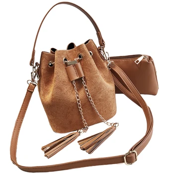 Women Suede Shoulder Bags Tassel Bucket Bags for Girls Crossbody Bags Women's Bag 
Women Suede Shoulder Bags Tassel Bucket Bags for Girls Crossbody Bags Women's Bag