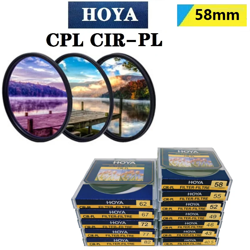 HOYA CPL CIR-PL 58mm Ultra-thin Circular Polarizer Filter Digital Protector Suitable for Nikon Canon Sony Camera Lens
HOYA CPL CIR-PL 58mm Ultra-thin Circular Polarizer Filter Digital Protector Suitable for Nikon Canon Sony Camera Lens