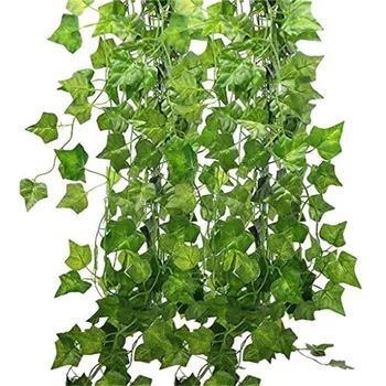 

12pcs 2.1M Artificial Ivy Green Leaf Garland Plants Vine Fake Foliage Flowers Home Decor Plastic Artificial Flower Rattan String